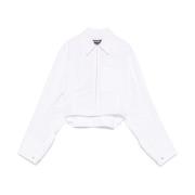 Witte Front Zip Shirt Korte Stijl Jacquemus , White , Dames