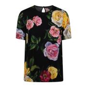 Zijden Charmeuse Pioenrozen Blouse Dolce & Gabbana , Multicolor , Dame...