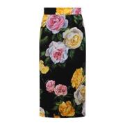 Bloemenprint Zijden Midi Rok Dolce & Gabbana , Multicolor , Dames