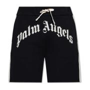 Logo shorts Palm Angels , Black , Heren