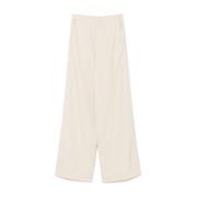 Beige Broek met Elastische Tailleband Forte Forte , Beige , Dames