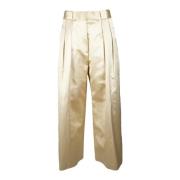 Cupro Wijde Pijp Broek Khaite , Beige , Dames