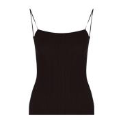 Geribbelde Viscose Cami Top Erika Cavallini , Black , Dames