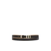 Smalle zwarte riem met drie metalen lussen Kazar , Black , Dames