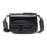 Leren cameratas met Oval D-logo Diesel , Black , Dames