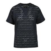 Casual Katoenmix T-shirt Emporio Armani , Black , Dames