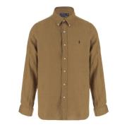 Linnen Logo Overhemd Bruin Polo Ralph Lauren , Brown , Heren