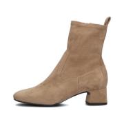 Beige Suède Enkellaarsjes met Blokhak Unisa , Beige , Dames