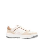 Luxe Leren Sneakers Brunello Cucinelli , Beige , Heren