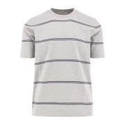 Gestreept Katoenen Crew-Neck T-Shirt Brunello Cucinelli , Gray , Heren