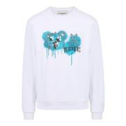 Optische witte crewneck sweatshirt met klassieke regular fit en Bear p...