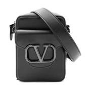 Stijlvolle Leren Schoudertas Valentino Garavani , Black , Dames