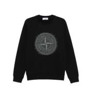 Kompas Grafische Zwarte Sweatshirt Stone Island , Black , Heren