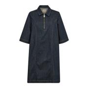 Denim Jurk met ½ Mouwen en Rits MOS Mosh , Blue , Dames