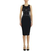 Jurk met Contrast Piping Elisabetta Franchi , Black , Dames