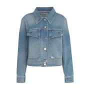 Blauwe Cropped Denim Jack Stijlvol Logo Closed , Blue , Dames