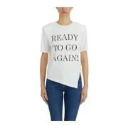 Katoenen letter T-shirt Elisabetta Franchi , White , Dames