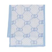 Logo Print Lichtblauwe Sjaal Liu Jo , Blue , Dames