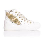 Witte Gouden Sneakers met Swarovski Accenten Mimanera , White , Dames