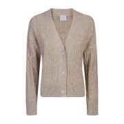 Katoen Linnen Mix Metallic Vest Eleventy , Beige , Dames