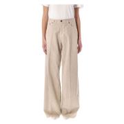 Hazelnootkleurige Wide-Leg Jeans Haikure , Beige , Dames