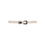 Beige Leren Riem met Metalen Details Orciani , Beige , Dames