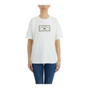 Katoen Patch Logo T-Shirt Elisabetta Franchi , White , Dames