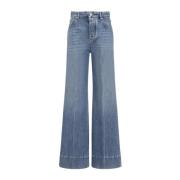 Blauwe Palazzo Denim Jeans Bottega Veneta , Blue , Dames