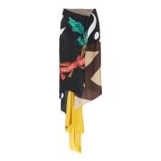 Zijden Patchwork Asymmetrische Omslagrok Moschino , Multicolor , Dames