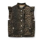 Luipaardprint Vest met Ruches Sofie Schnoor , Brown , Dames