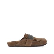 Bruine Instap Platte Schoenen Brunello Cucinelli , Brown , Dames