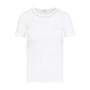 Witte Geribbelde Katoenen T-shirt Peserico , White , Dames