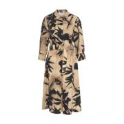 Beige Maxi Jurk met Bloemenpatroon Kaos , Beige , Dames