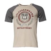 Beige Grijs Grafische Print Katoenen T-shirt Dolce & Gabbana , Beige ,...