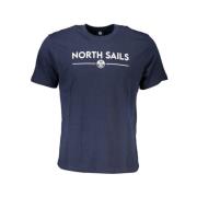 Blauw Katoen Print Logo T-Shirt North Sails , Blue , Heren