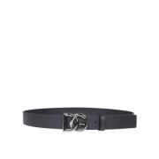 Metalen DG-logo Kalfsleren Riem Dolce & Gabbana , Black , Heren