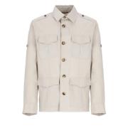 Beige Katoenmix Jas met Kraag Brunello Cucinelli , Beige , Heren