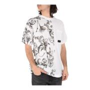 Bloemenprint Katoenen T-shirt Versace Jeans Couture , White , Heren