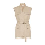 Beige Jas voor Stijlvolle Outfits Brunello Cucinelli , Beige , Dames