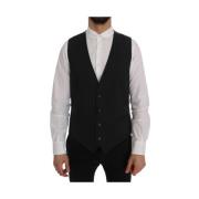 Elegante Gestreepte Grijze Vest Dolce & Gabbana , Gray , Heren