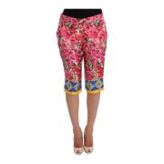 Luxe Bloemen Zijden Capri Broek Dolce & Gabbana , Multicolor , Dames