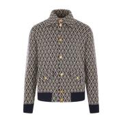 Jacquard Cardigan Sweaters Valentino Garavani , Blue , Heren