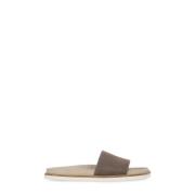 Bruin Leren Heren Sandalen Brunello Cucinelli , Brown , Heren