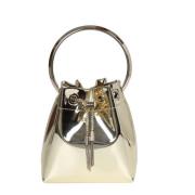 Metallic Leren Bucket Tas met Ketting Jimmy Choo , Yellow , Dames