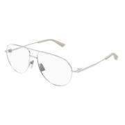 Zilveren Aviator Bril met Heldere Lenzen Bottega Veneta , Gray , Dames