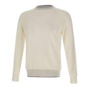 Contrast Crew Neck Wollen Trui Eleventy , Beige , Heren