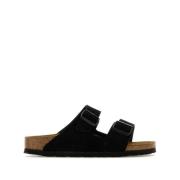 Suede Leren Sandalen in Arizona Stijl Birkenstock , Black , Dames