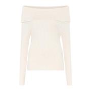 Off-Shoulder Knit Sweater Bruuns Bazaar , Pink , Dames