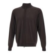 Merino Wol Trui Bruin Rits Kraag Filippo De Laurentiis , Brown , Heren