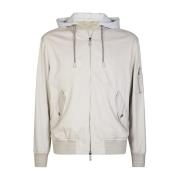 Zijden en Fleece Bomberjack met Capuchon Eleventy , Beige , Heren